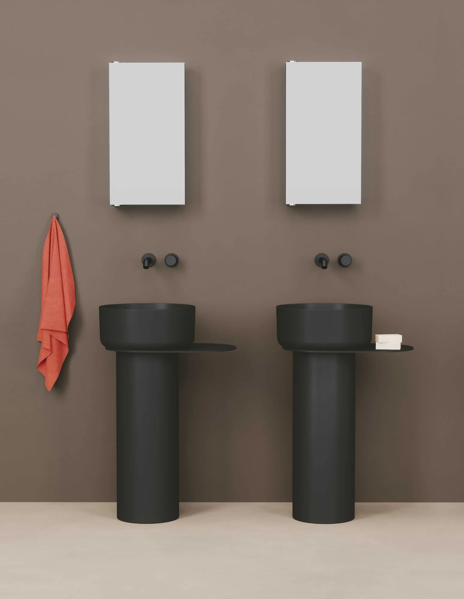 Azzurra Ceramica Aurea: zwei schwarze Standwaschtische mit Spiegeln