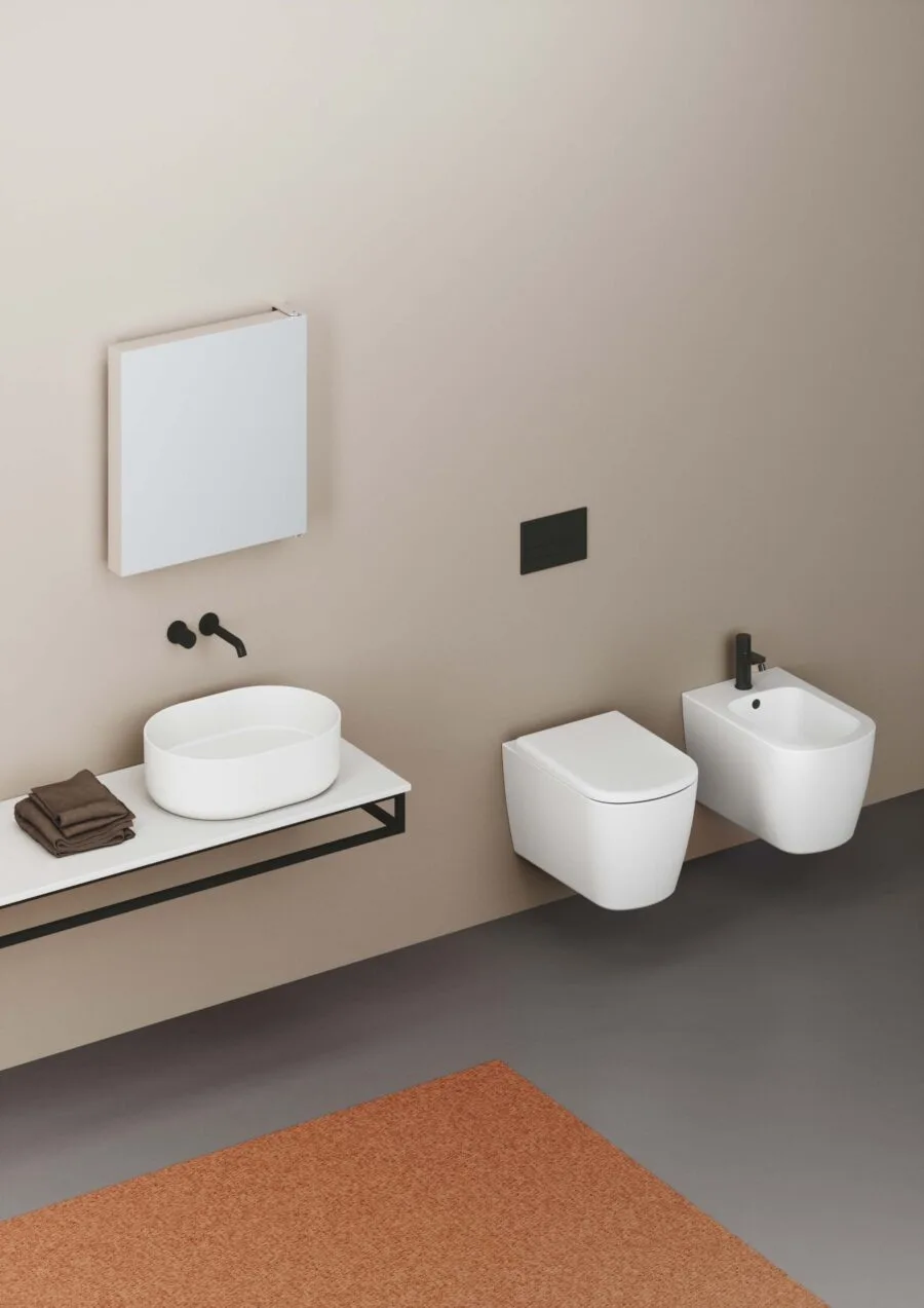 Azzurra Ceramica Aurea: Waschtisch, WC und Bidet in Weiss