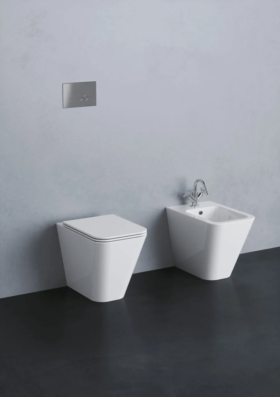 Azzurra Ceramica Build: eckiges WC und Bidet in Weiss