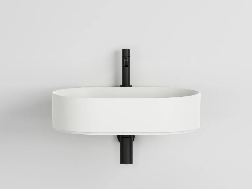 Ceramica Cielo Le Giare: Waschtisch mit hoher schwarzer Armatur, Frontansicht
