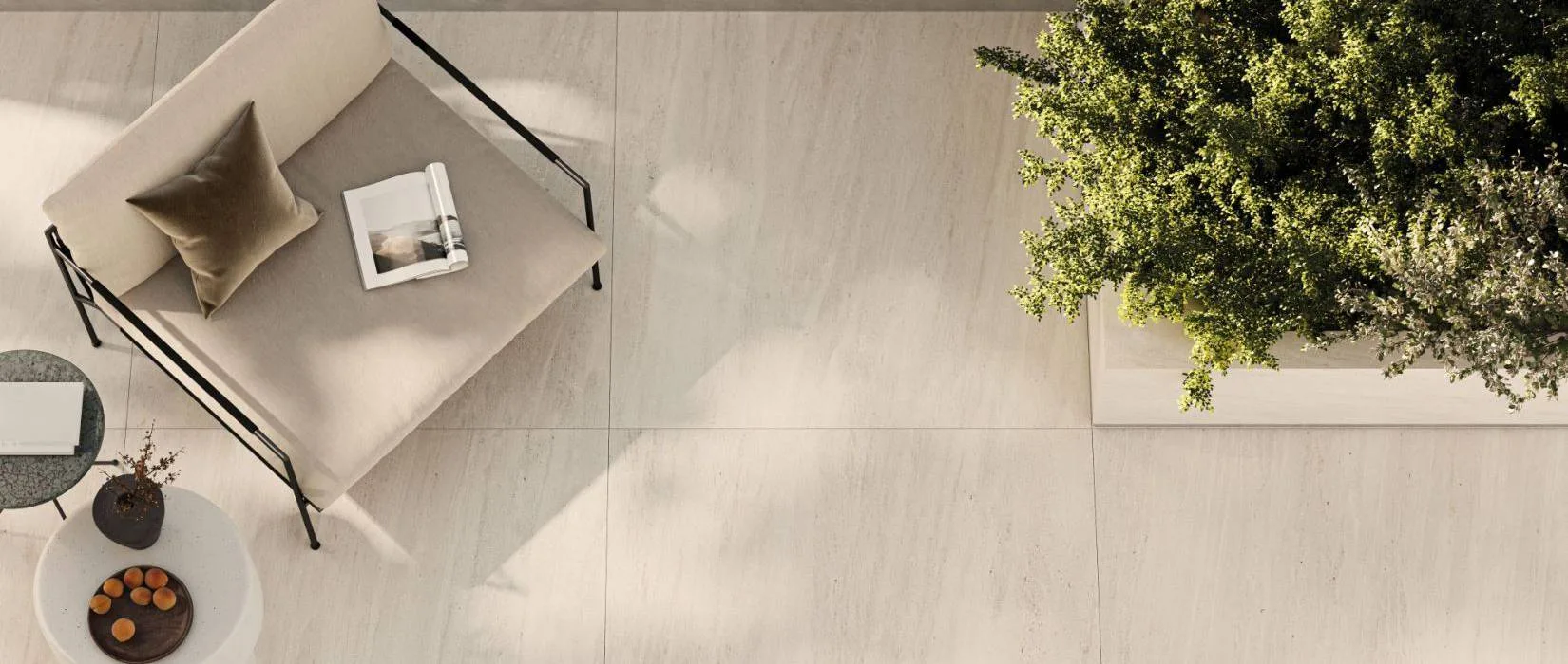 Supergres Lightstones: Terrasse mit Platten in heller Steinoptik