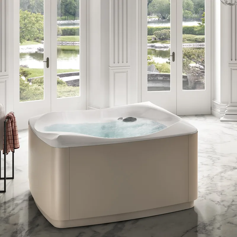 Albatros Ethos Pool: Whirlpool in Beige vor bodentiefen Fenstern