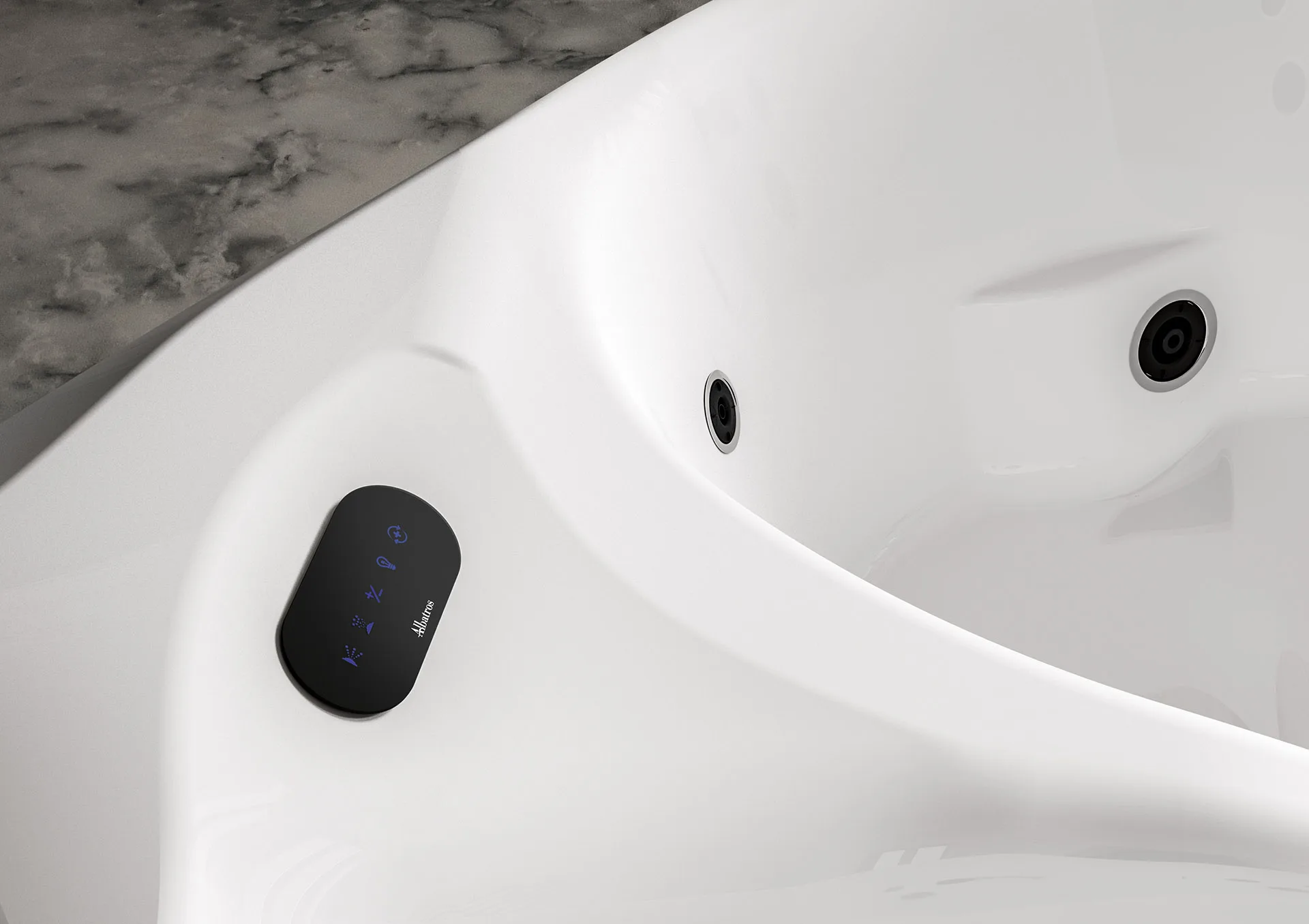 Albatros Ethos Pool: Detail Bedienfeld und Düsen